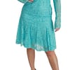 Blue Lace Knee Length Sheath Cotton Dress