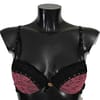 Roberto Cavalli Black Pink Lace Push Up Bra Underwear