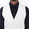 White Cotton Silk Blend Dress Vest Blazer