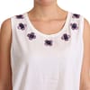 White Cotton Floral Embroidery Tank T-shirt Top
