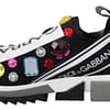 Black Multicolor Crystal Sneakers Shoes