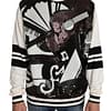 Dolce & Gabbana White Jazz Sequined Guitar Pullover Top Sweater