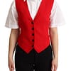 Dolce & Gabbana Red Brown Leopard Print Waistcoat Vest