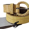 Ermanno Scervino Beige Genuine Leather Snakeskin Design Round Belt