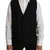 Dolce & Gabbana Black Solid Wool Silk Vest