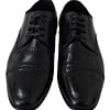 Black Leather Men Derby Formal Loafers Shoes