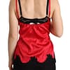 Red Floral Lace Trimmed Silk Satin Camisole Top
