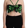 Dolce & Gabbana Black Green Leaf Silk Halter Cropped Top