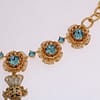 Gold Brass Handpainted Crystal Floral Necklace