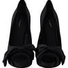 Black Silk Pumps Open Toes Heels Shoes