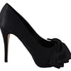 Dolce & Gabbana Black Silk Pumps Open Toes Heels Shoes