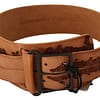 Brown Genuine Leather Black Logo Buckle Belt