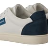 White Blue Leather Low Top Sneakers