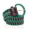 Dolce & Gabbana Green Raffia Woven Waist Leather Wide Belt