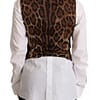 Black V-neck Leopard Corduroy Button Vest Top
