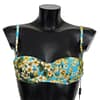 Dolce & Gabbana Light Blue Floral Swimsuit Beachwear Bikini Tops