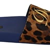 Dolce & Gabbana Blue Brown Leopard Logo Rubber Slides Slippers Shoes