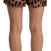 Brown Leopard Print High Waist Silk Stretch Shorts