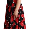 Black Red Bag Print A-line Mid Length Dress