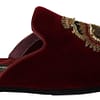 Dolce & Gabbana Red Velvet Sacred Heart Embroidery Slides Shoes