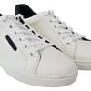 White Blue Leather Low Top Mens Sneakers Shoes