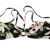 Bikini Top Black Lilies Print Swimwear