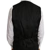 Black Solid Wool Silk Vest