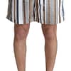 Dolce & Gabbana White Walking Stick Beachwear Shorts Swimshorts