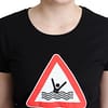 Black Cotton Swim Graphic Triangle Print T-shirt