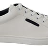 Dolce & Gabbana White Blue Leather Low Top Mens Sneakers Shoes