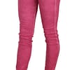 Pink Velvet Mid Waist Skinny Trouser Pants