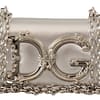 Dolce & Gabbana Silver Leather DG Phone Small Shoulder Purse