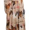 Beige Rooster Print Sheath Midi Silk Dress