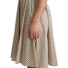 Beige Polka Dotted Cotton A-Line Dress