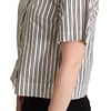 White Black Striped Shirt Blouse Top