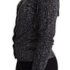Gray Chevron Wool Ribbed Cardigan Sweater
