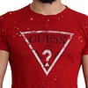 Red Cotton Logo Print Men Casual Top Perforated T-shirt