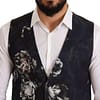 Blue Floral Single Breasted Waistcoat Vest