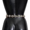 White Leather Jewel Chain Crystal Belt