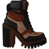 Dolce & Gabbana Black Leather Short Boots Brown Shoes