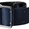 Blue Leather Wide Silver Chrome Double Belt