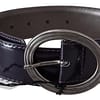 Purple Silver Oval Metal Buckle Waist Leather Belt