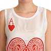 White Ace Of Hearts Print Sleeveless T-shirt