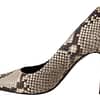 Gray Snake Skin Leather Stiletto High Heels Pumps Shoes