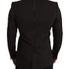 Black White Striped Slim Fit Coat Blazer