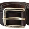GF Ferre Black Leather Logo Design Cintura Buckle Fashion Waist Belt
