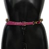 Dolce & Gabbana Pink Leather Crystal Gold Buckle Belt