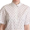 White Polka Dot Cotton Collared Shirt Top