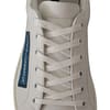 White Blue Leather Low Top Sneakers