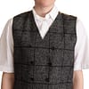 Gray Wool Leopard Print Waistcoat Vest